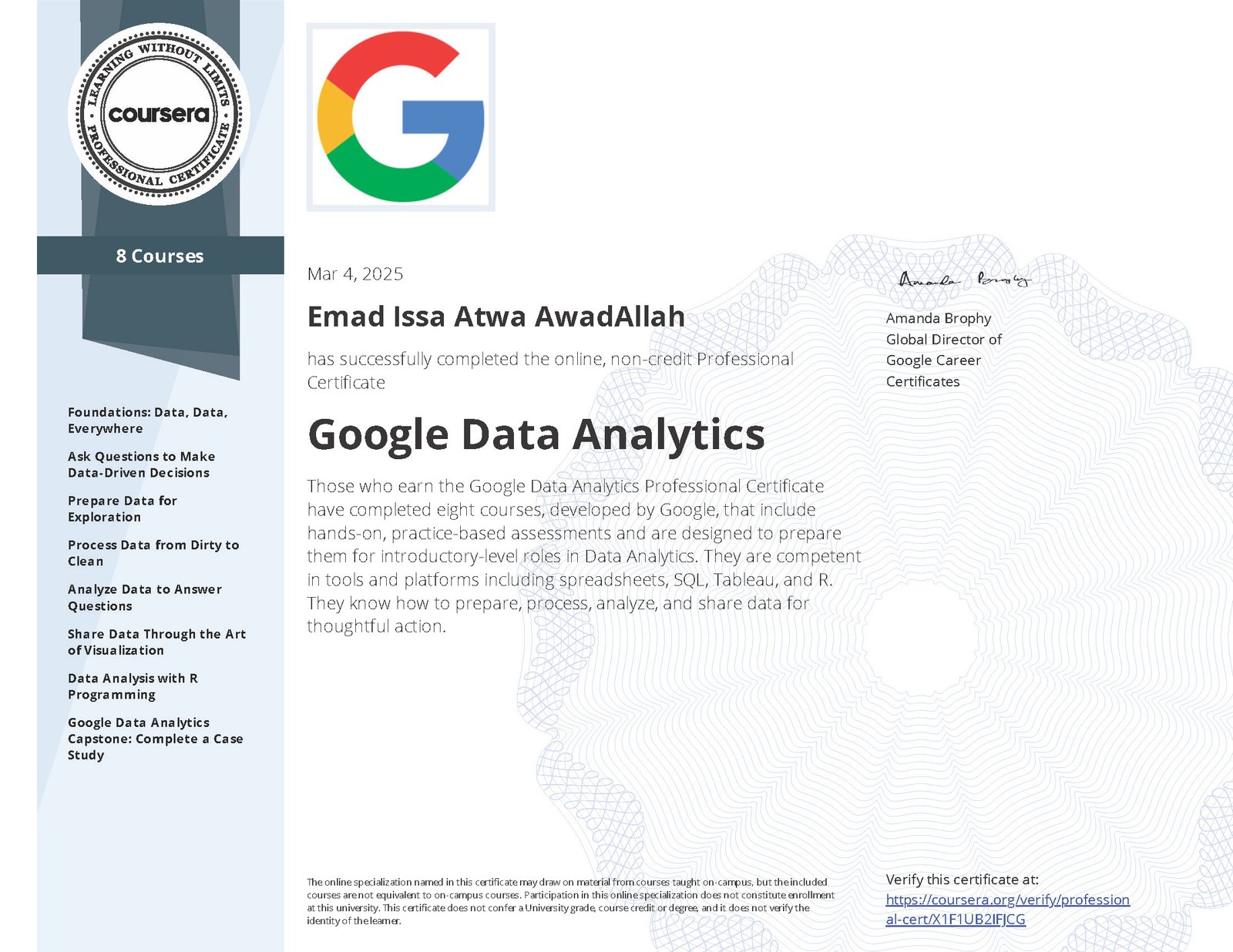 MOS Certificate